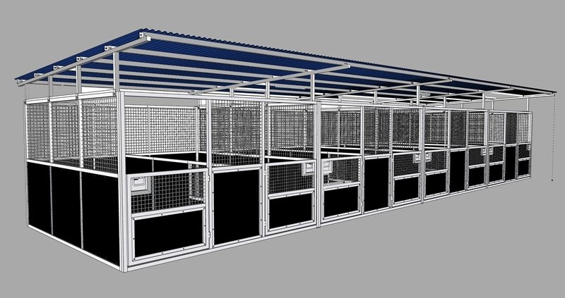 Mesh front portable stables with raised roof