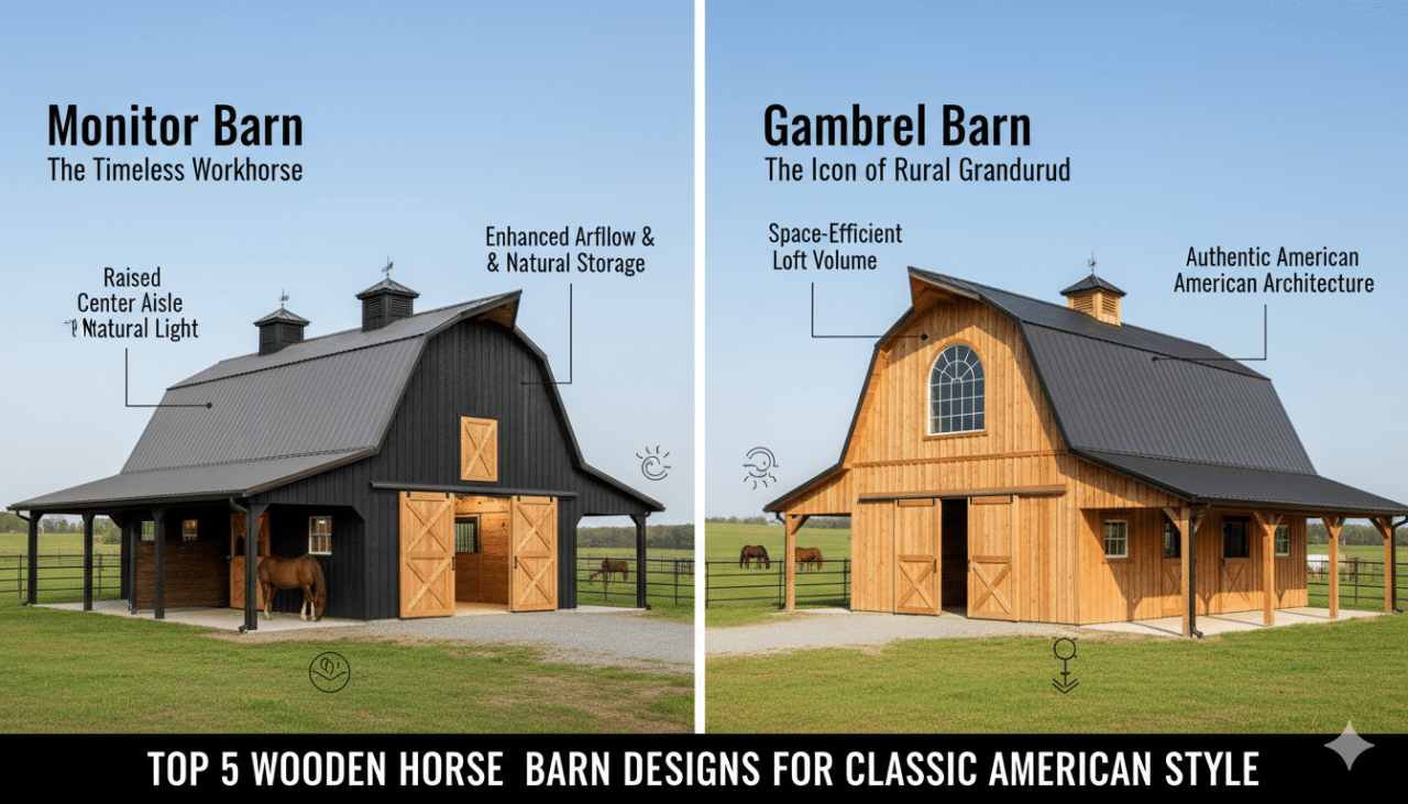 Top 5 Wooden Horse Barn Designs for Classic American Style