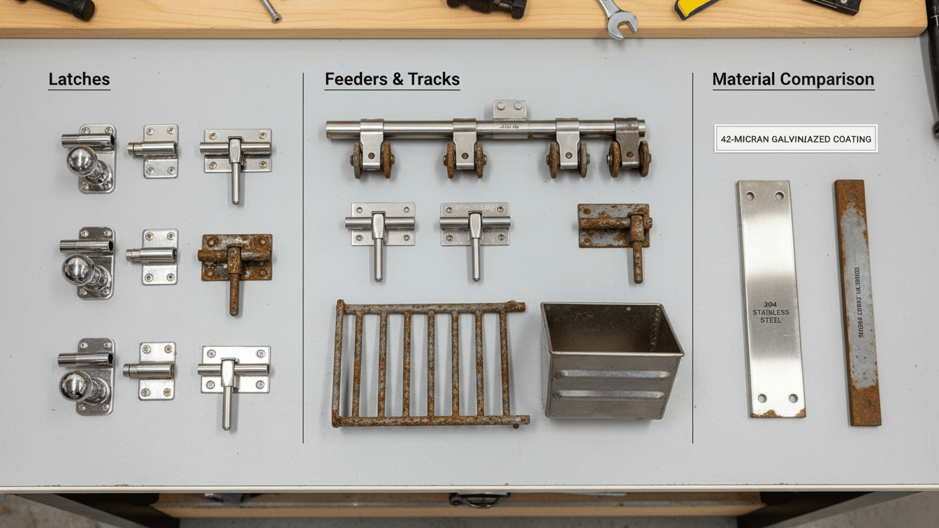 Stable Hardware Guide Latches, Feeders & Track Systems