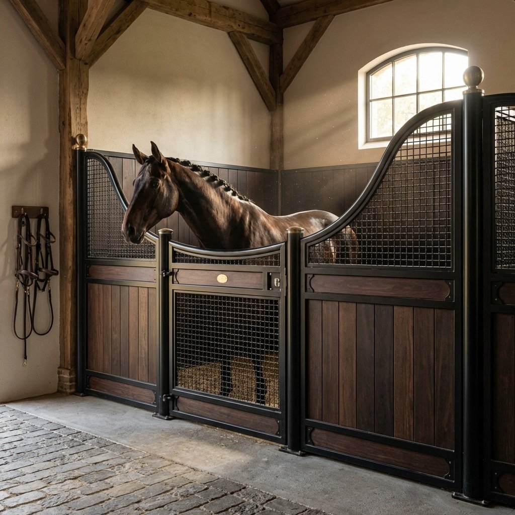 German Horse Stalls: Heavy-Duty Mesh Dividers for Warmbloods