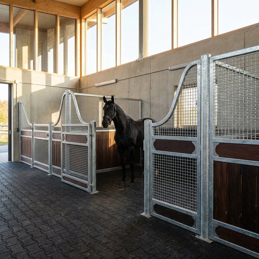 German Horse Stalls: Heavy-Duty Mesh Dividers for Warmbloods