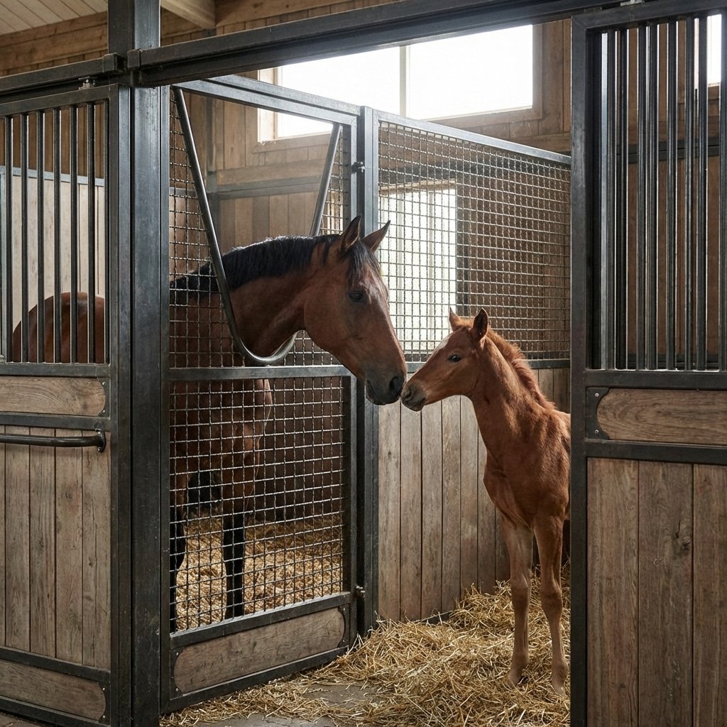 Stable Mesh Mesh Horse Stall Dividers for Safe Foal Weaning